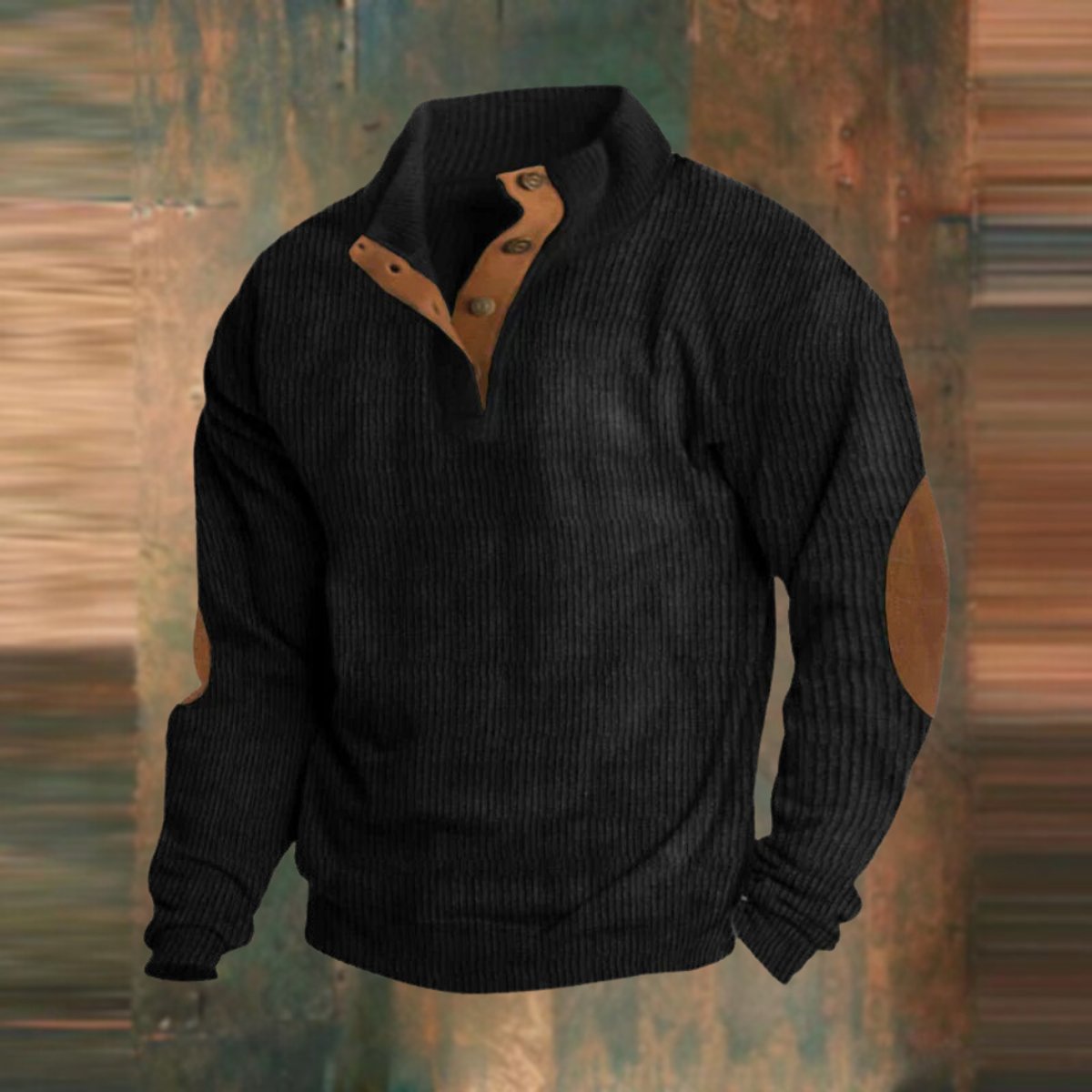 Joshua | Timeless Ribbed Mens Knit Jumper with Elbow Patches