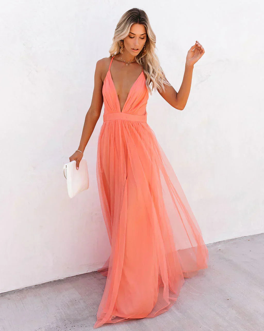 Lara | Elegant Backless Flowing Maxi Christmas Dress