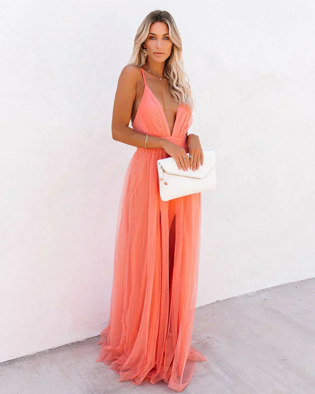 Lara | Elegant Backless Flowing Maxi Christmas Dress