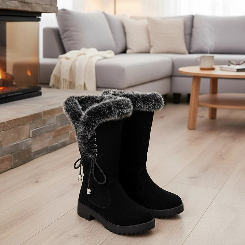 Layla | Chic Fur-Trimmed Knee-High Snow Boots