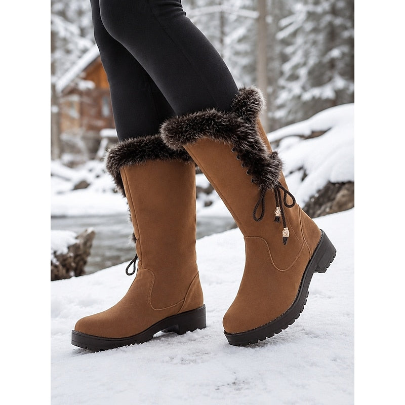 Layla | Chic Fur-Trimmed Knee-High Snow Boots