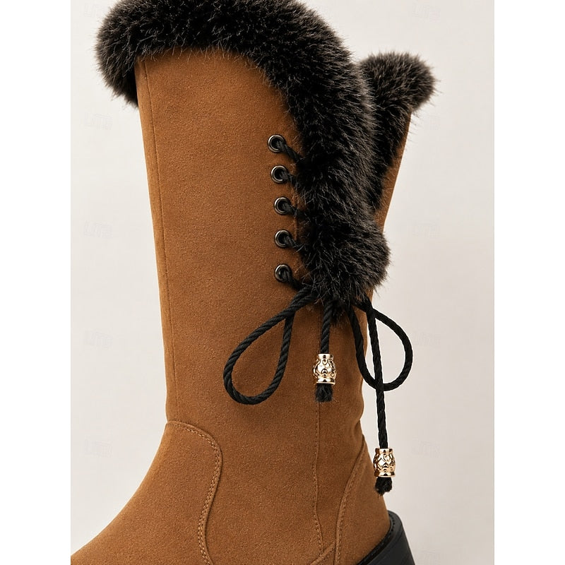 Layla | Chic Fur-Trimmed Knee-High Snow Boots