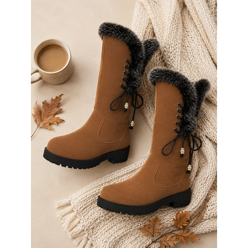 Layla | Chic Fur-Trimmed Knee-High Snow Boots