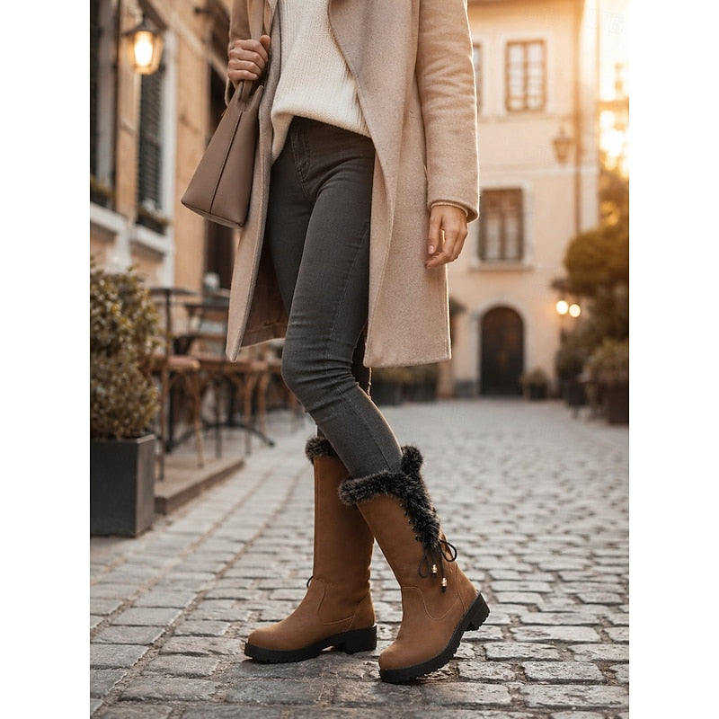 Layla | Chic Fur-Trimmed Knee-High Snow Boots