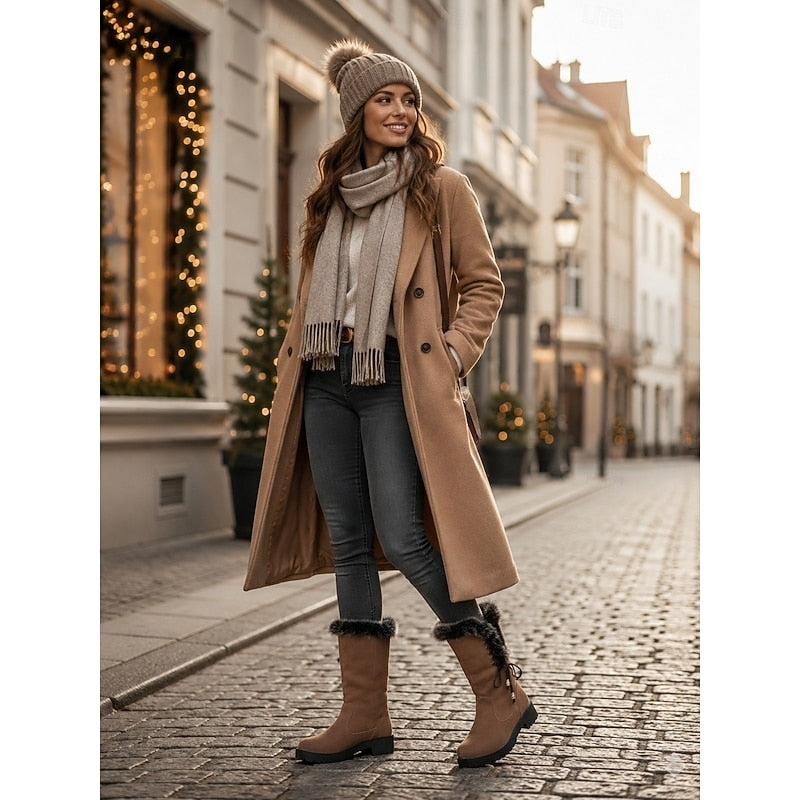 Layla | Chic Fur-Trimmed Knee-High Snow Boots