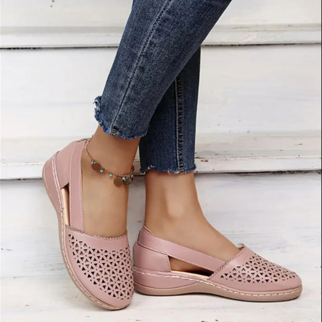 Layla | Polished Comfort Orthopedic Shoes with Laser-Cut Detail