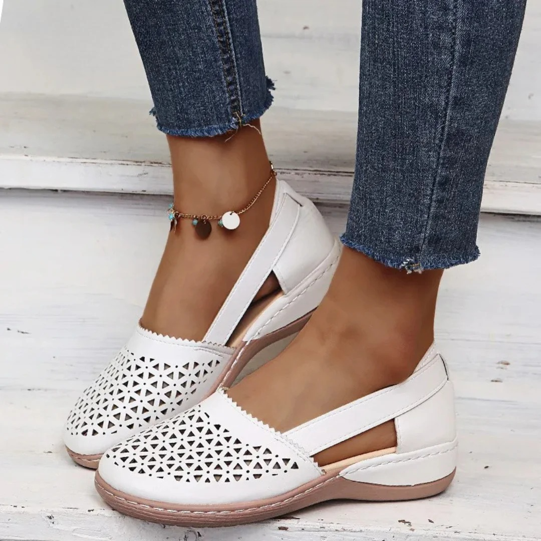 Layla | Polished Comfort Orthopedic Shoes with Laser-Cut Detail