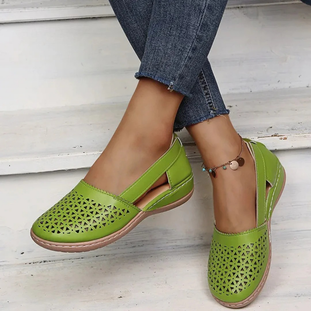 Layla | Polished Comfort Orthopedic Shoes with Laser-Cut Detail