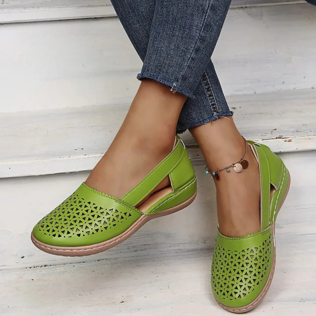 Layla | Polished Comfort Orthopedic Shoes with Laser-Cut Detail