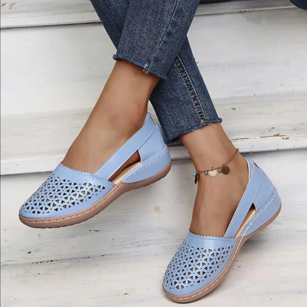 Layla | Polished Comfort Orthopedic Shoes with Laser-Cut Detail