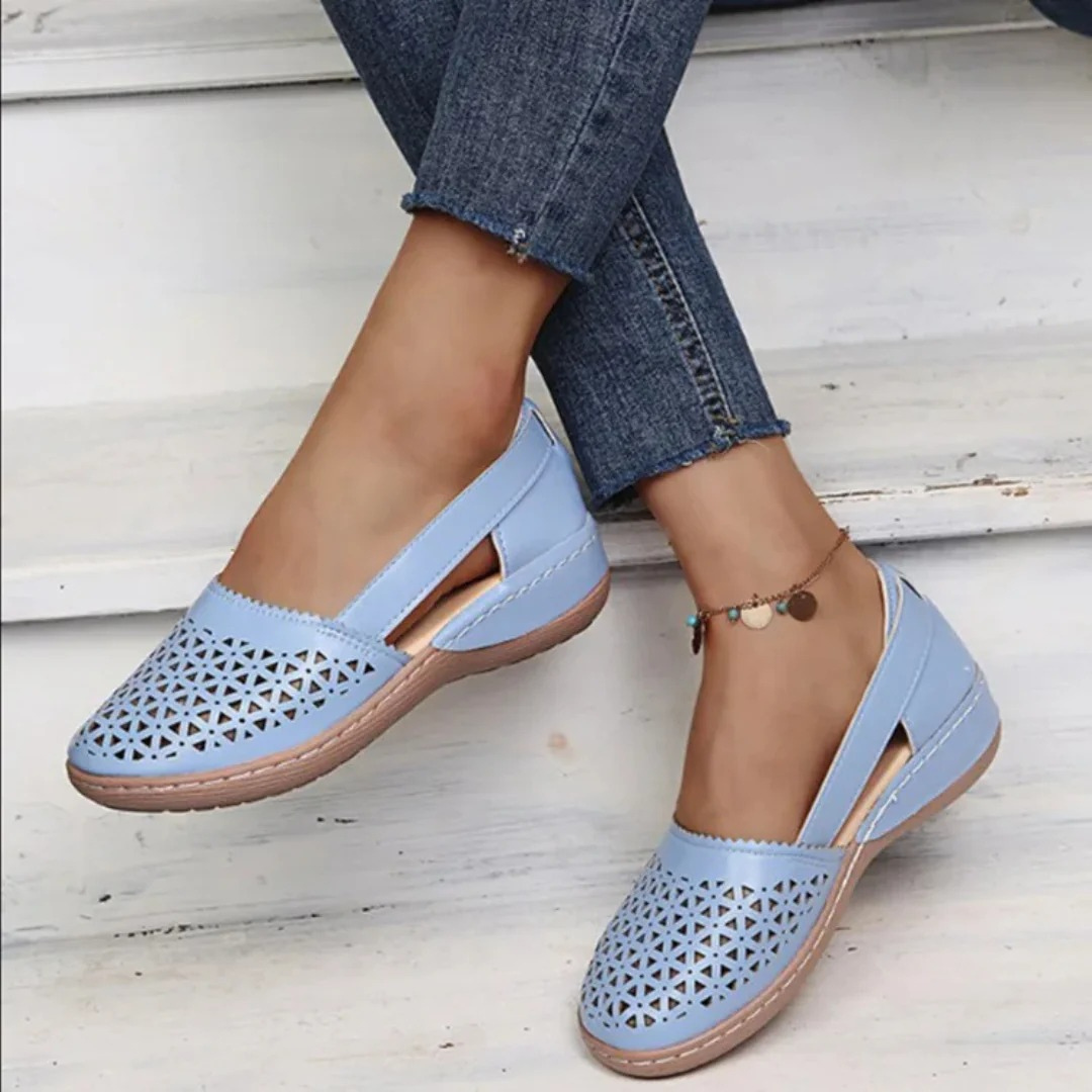 Layla | Polished Comfort Orthopedic Shoes with Laser-Cut Detail