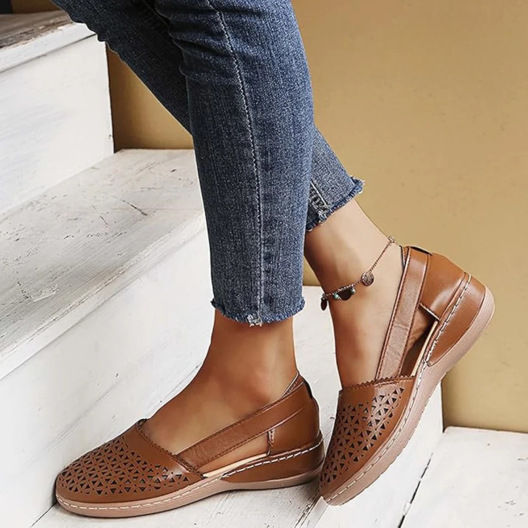 Layla | Polished Comfort Orthopedic Shoes with Laser-Cut Detail