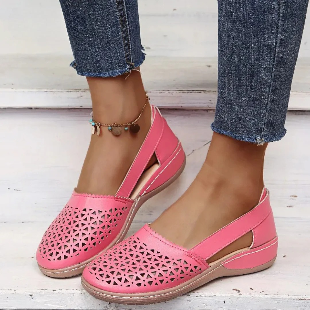 Layla | Polished Comfort Orthopedic Shoes with Laser-Cut Detail