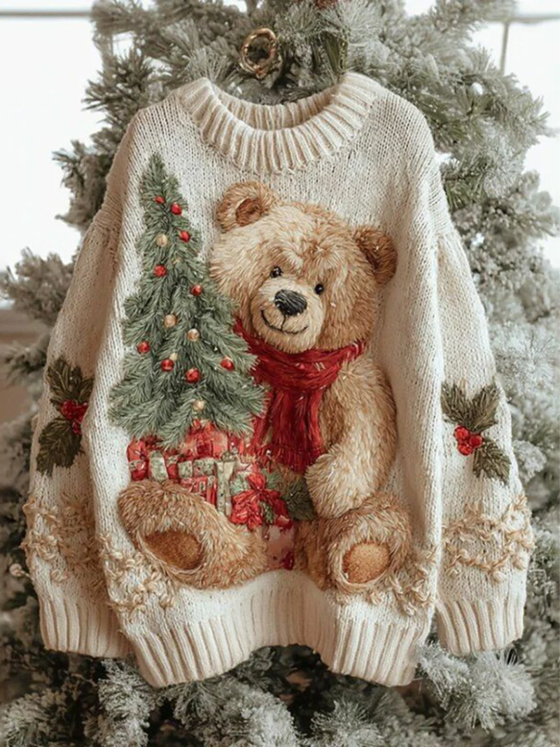 Layla | Polished Ladies Xmas Jumpers with Festive Bear Design