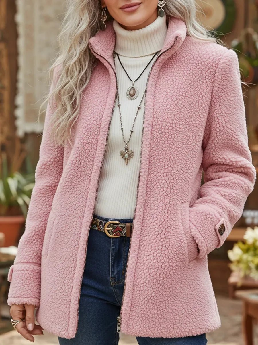 Layla | Refined Teddy Fleece Jacket with Stand Collar