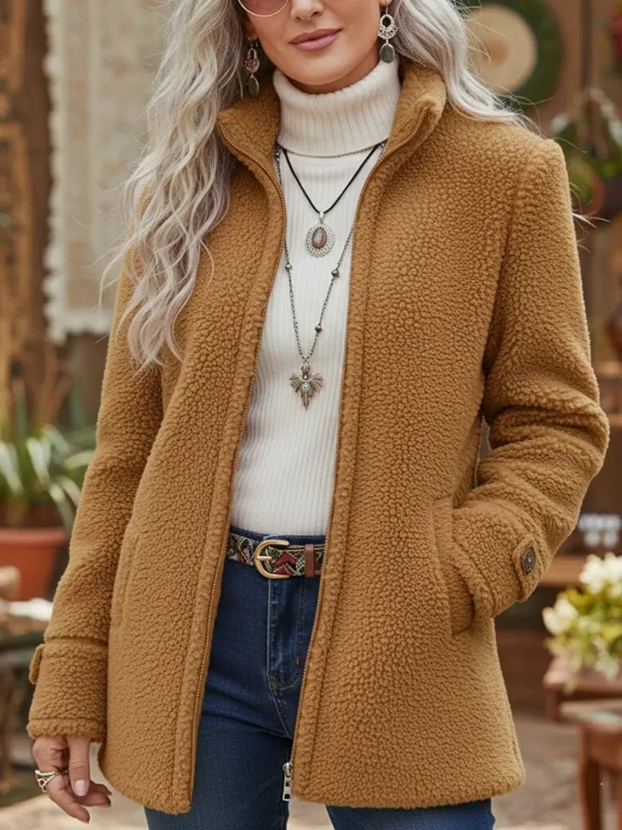 Layla | Refined Teddy Fleece Jacket with Stand Collar