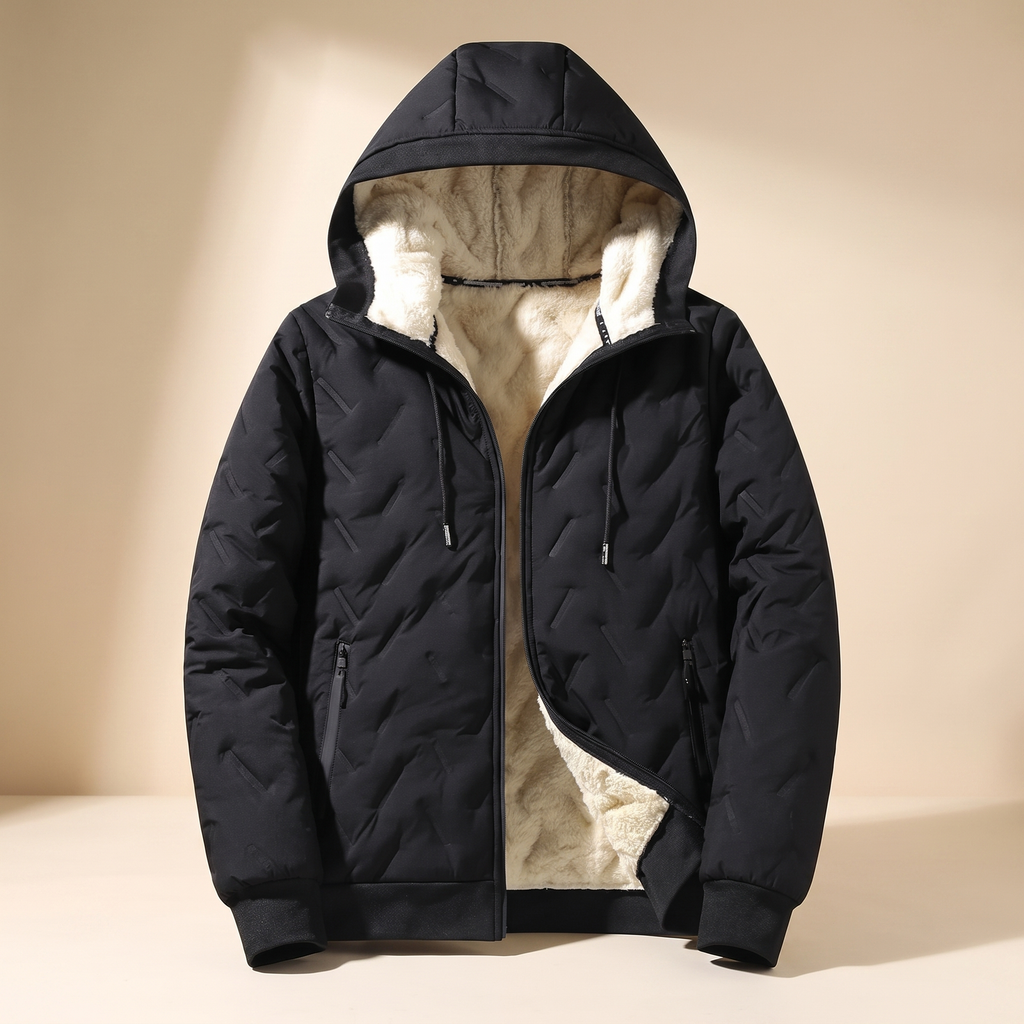 Leo | Elegant Hooded Fleece-Lined Mens Puffer Jacket