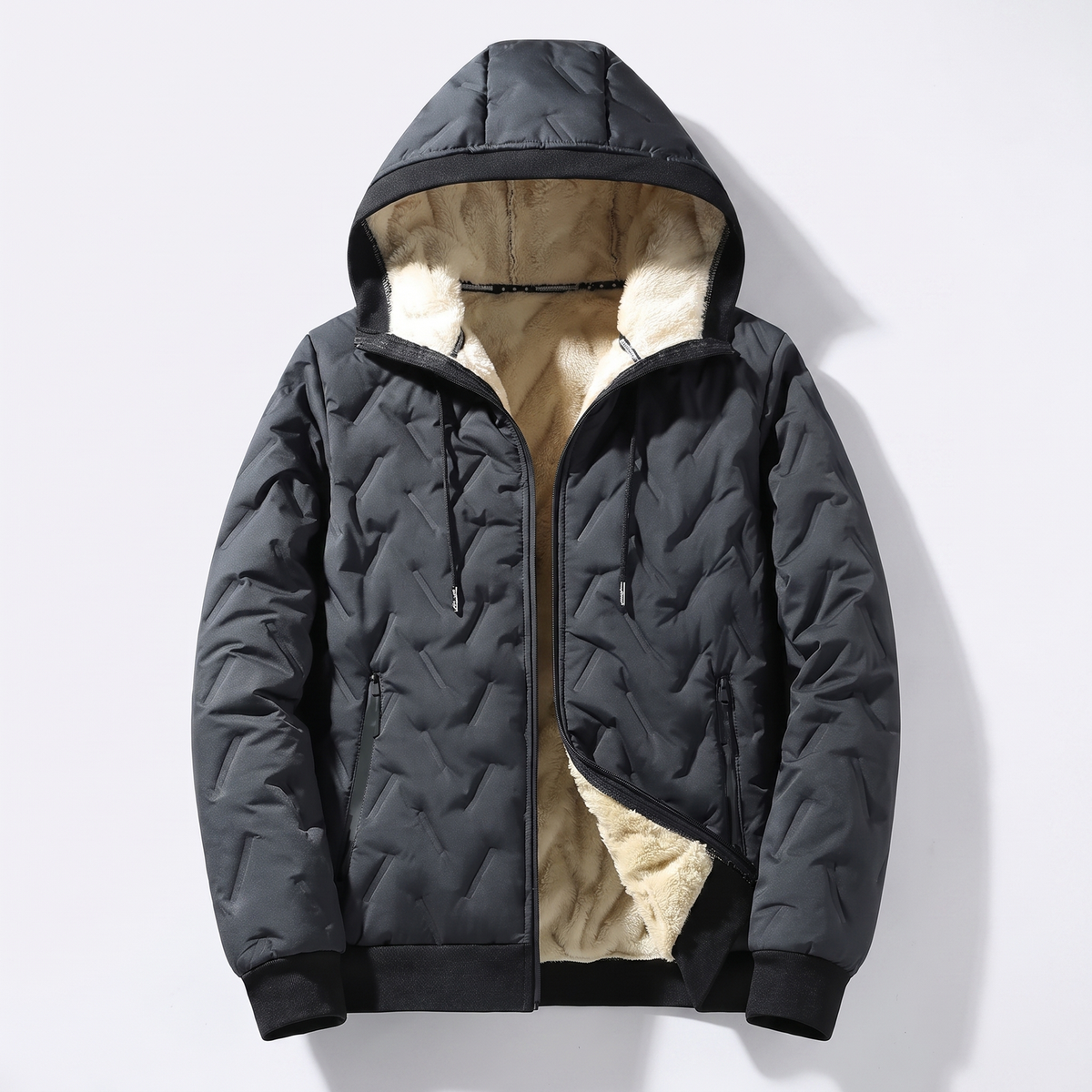 Leo | Elegant Hooded Fleece-Lined Mens Puffer Jacket