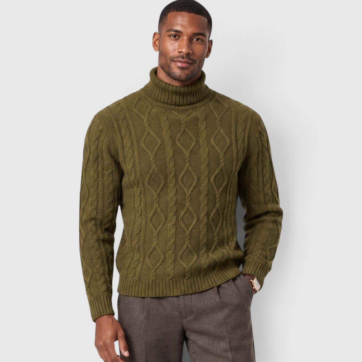 Leon | Cable Roll Neck Mens Knit Jumper