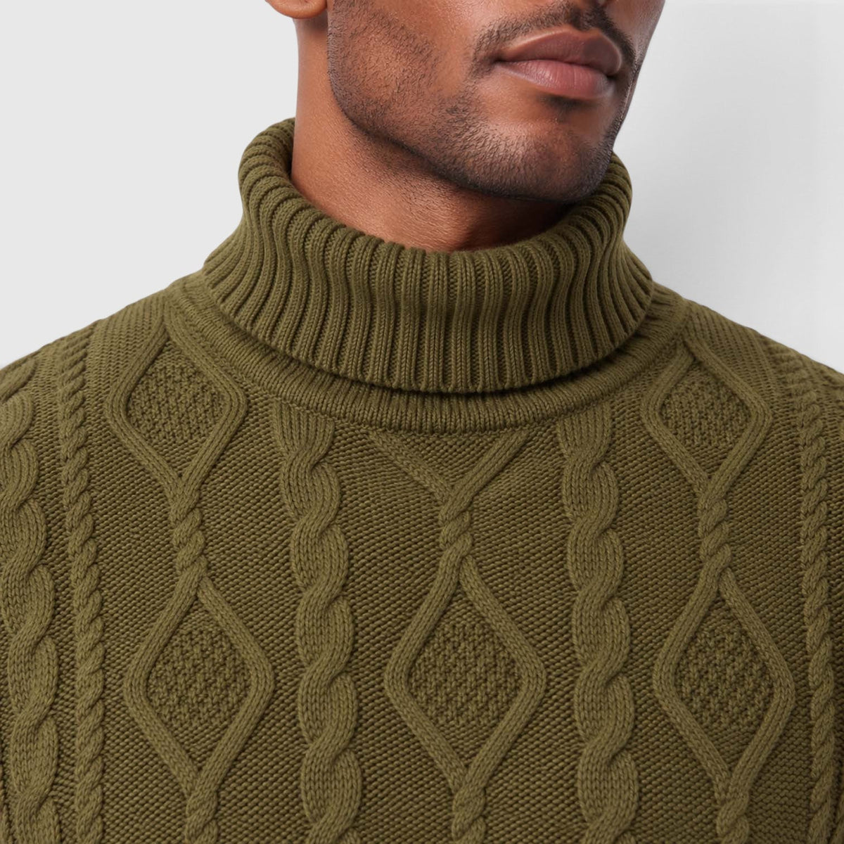 Leon | Cable Roll Neck Mens Knit Jumper