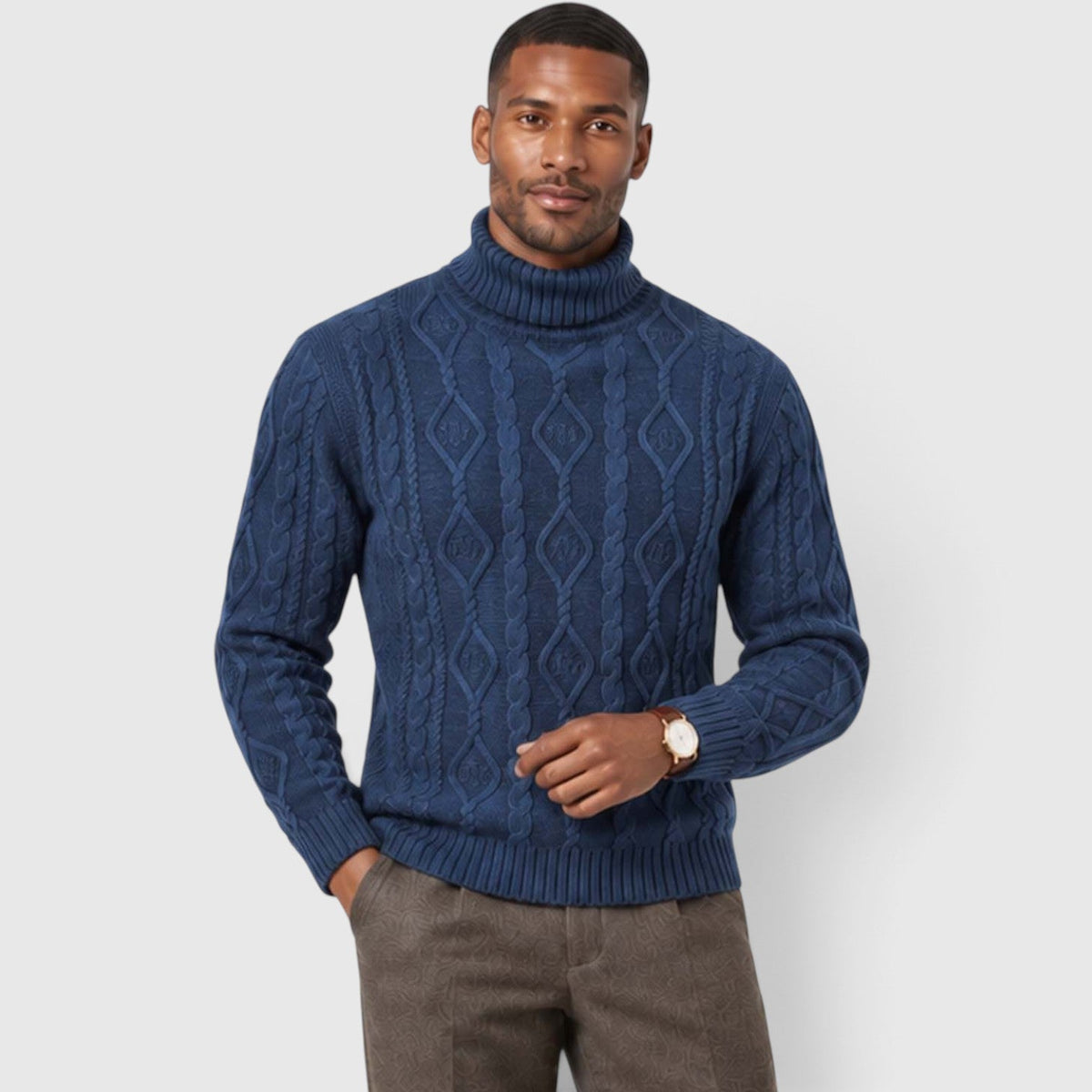 Leon | Cable Roll Neck Mens Knit Jumper