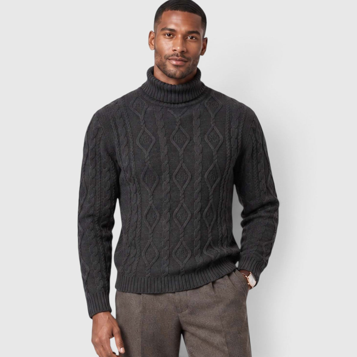 Leon | Cable Roll Neck Mens Knit Jumper
