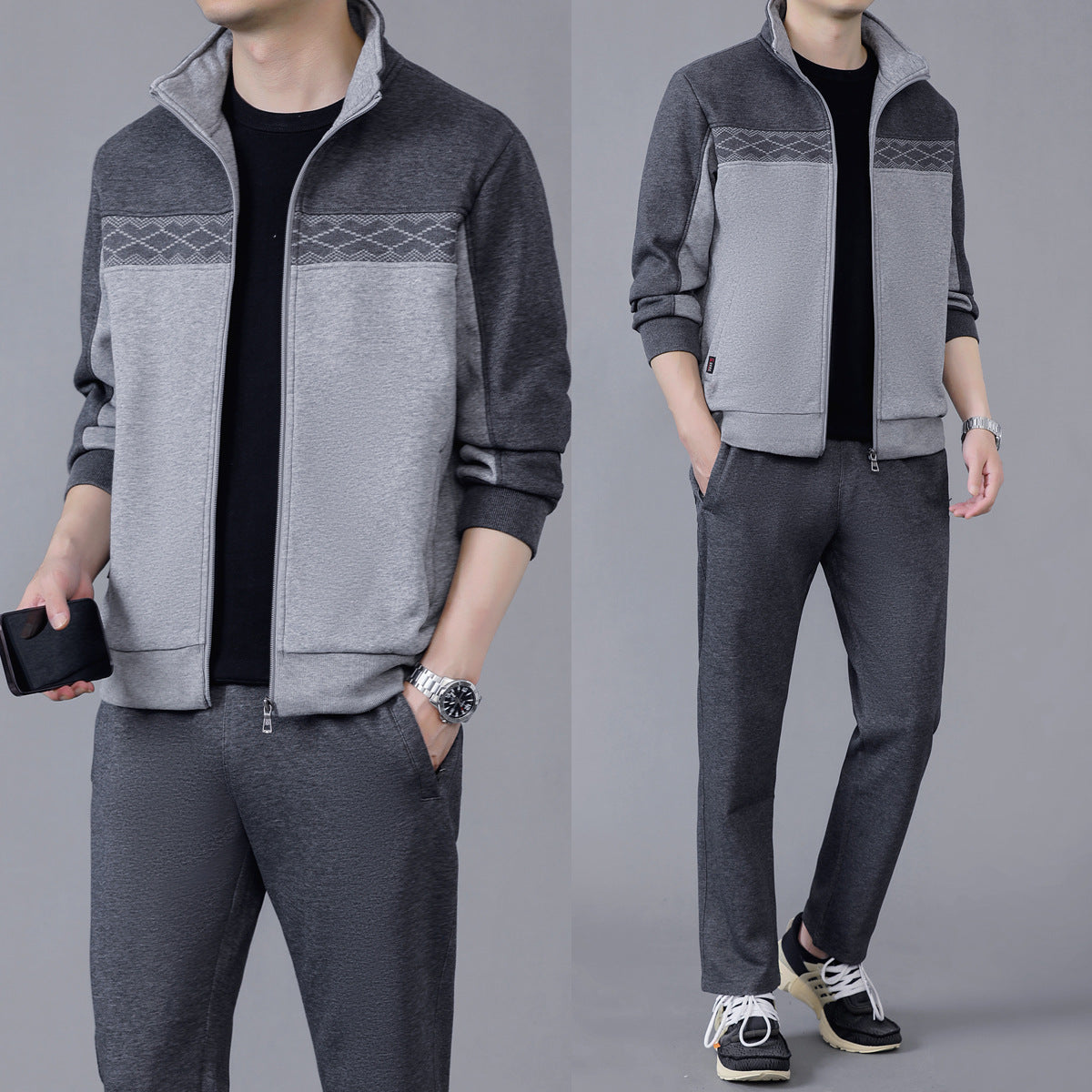 Leon | Sophisticated Colour-Block Zip-Up Tracksuit Set