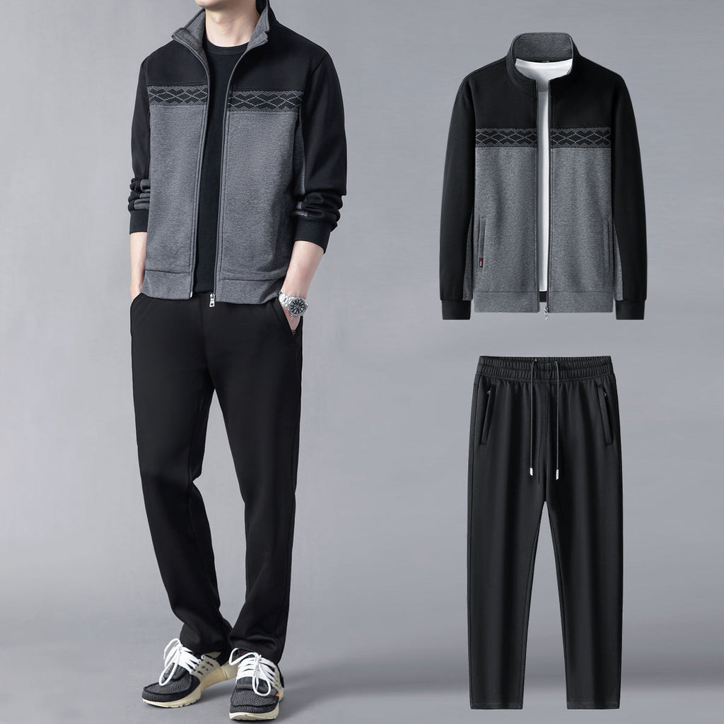 Leon | Sophisticated Colour-Block Zip-Up Tracksuit Set