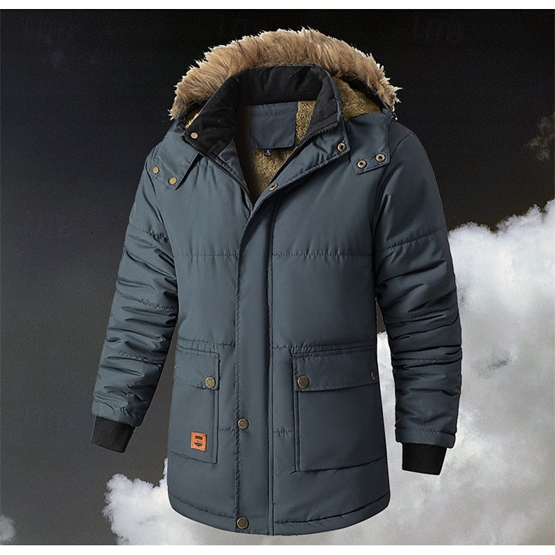 Leon | Sophisticated Fur-Trim Hooded Mens Parka Jacket
