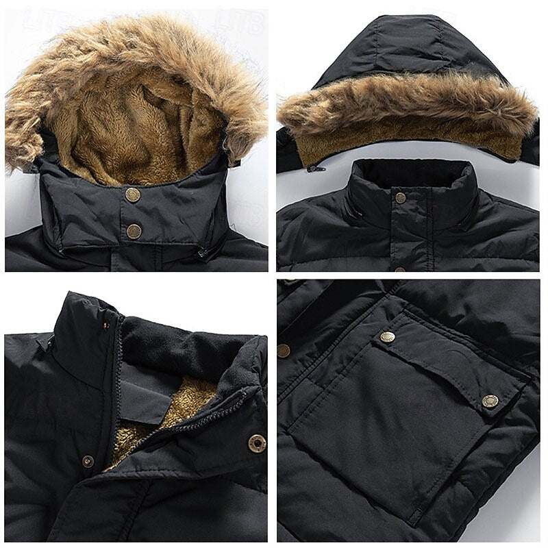 Leon | Sophisticated Fur-Trim Hooded Mens Parka Jacket