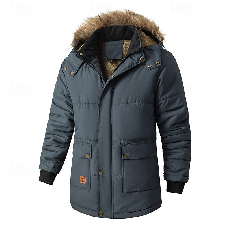 Leon | Sophisticated Fur-Trim Hooded Mens Parka Jacket