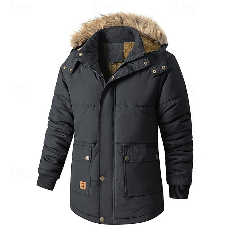 Leon | Sophisticated Fur-Trim Hooded Mens Parka Jacket