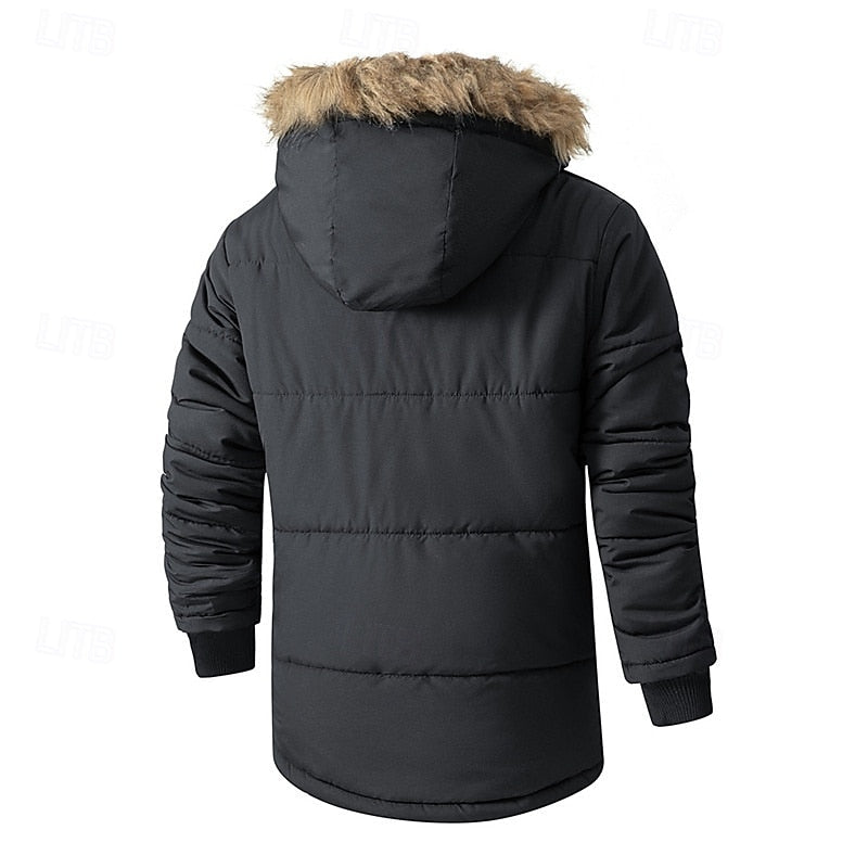 Leon | Sophisticated Fur-Trim Hooded Mens Parka Jacket