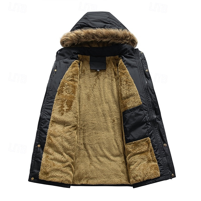 Leon | Sophisticated Fur-Trim Hooded Mens Parka Jacket