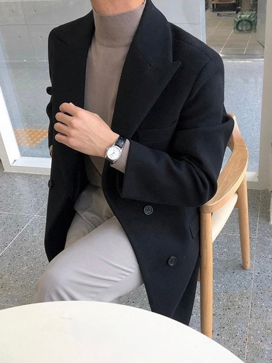 Liam | Timeless Double-Breasted Wool-Look Mens Coat