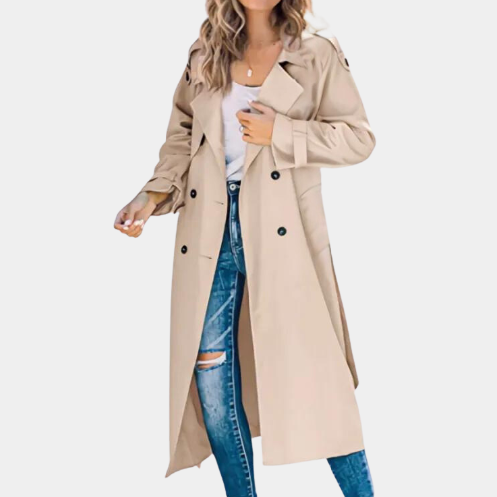 Lily | Elegant Double-Breasted Long Trench Coat