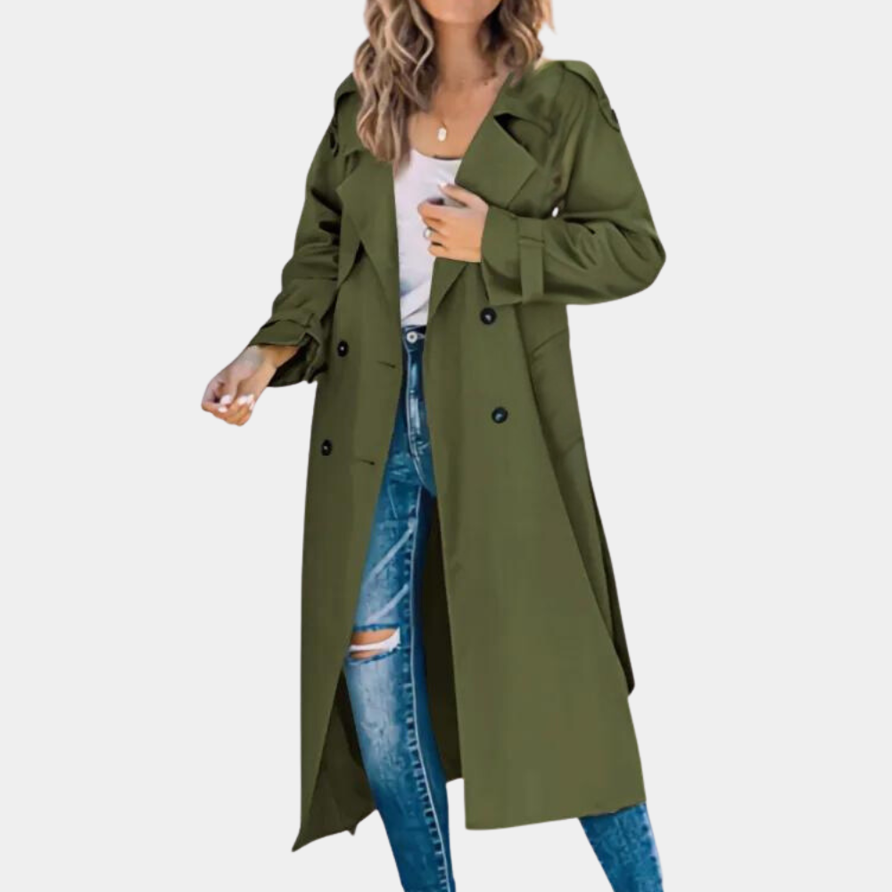 Lily | Elegant Double-Breasted Long Trench Coat