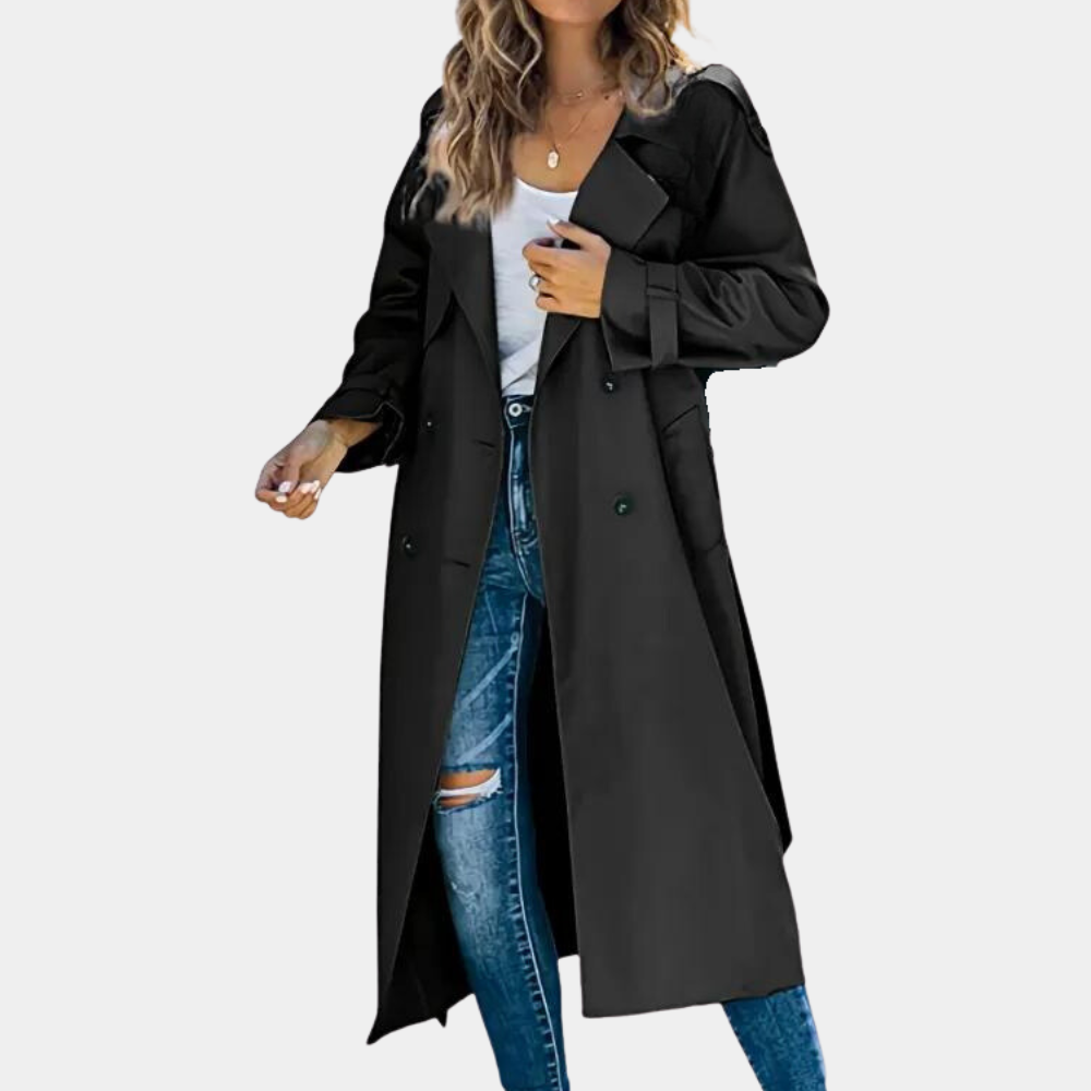 Lily | Elegant Double-Breasted Long Trench Coat