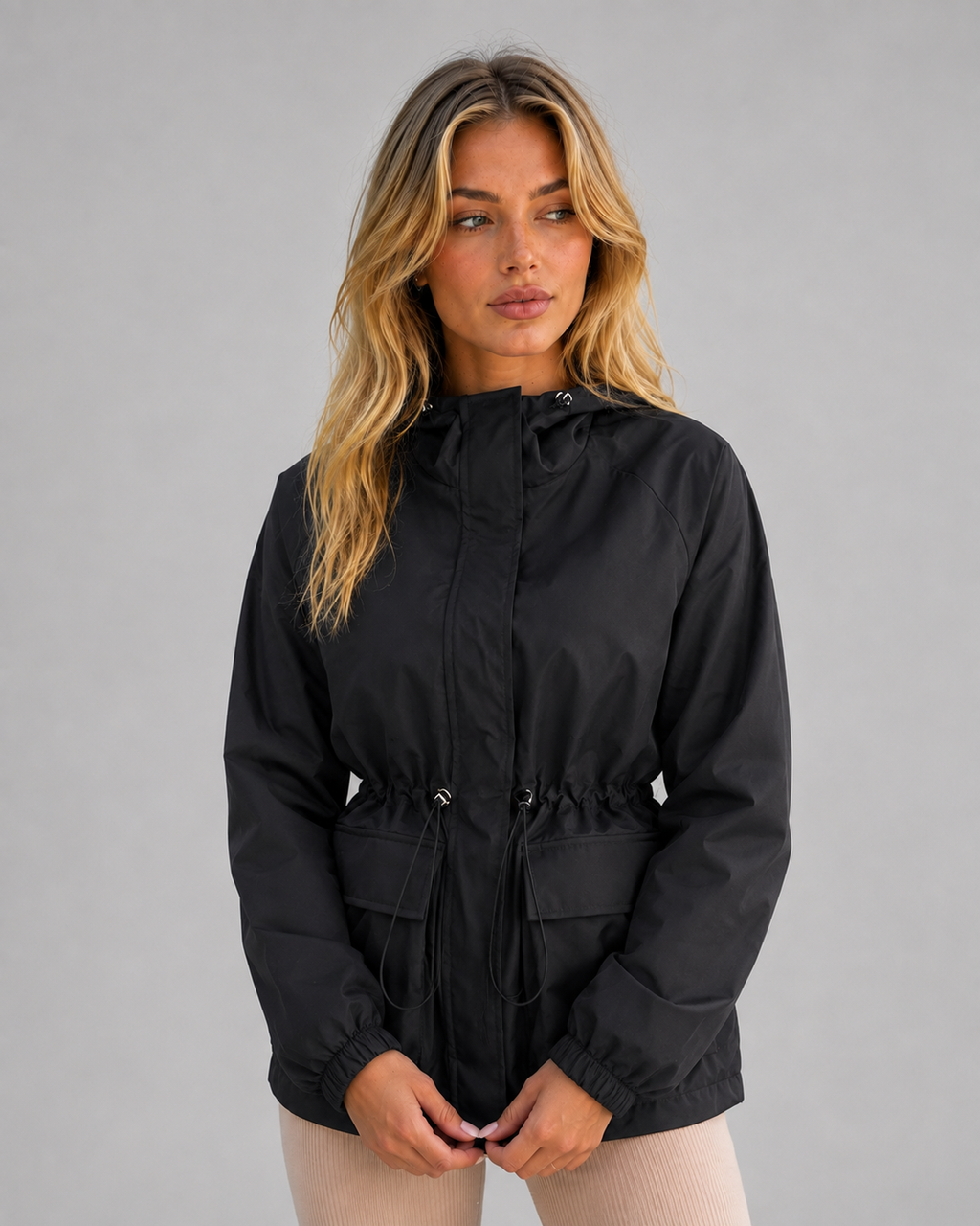 Lily | Polished Hooded Waterproof Jacket with Drawstring Waist