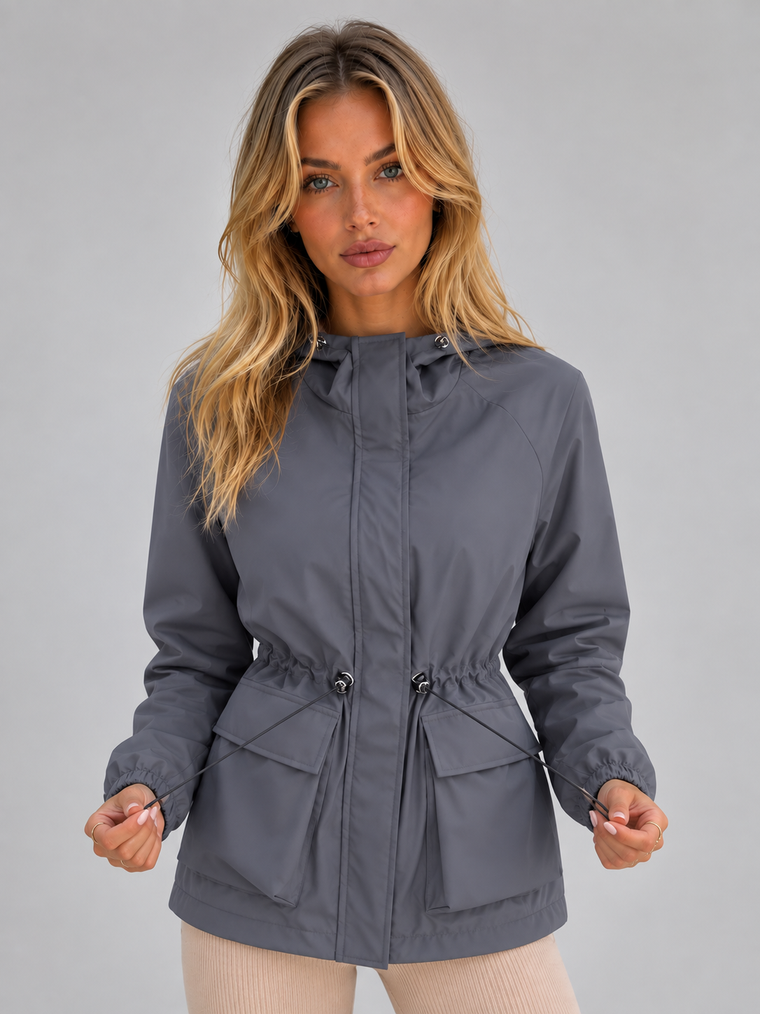 Lily | Polished Hooded Waterproof Jacket with Drawstring Waist