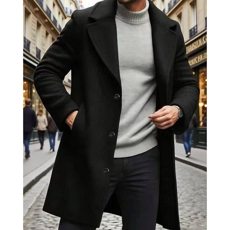 Logan | Effortless Single Breasted Long Mens Coat