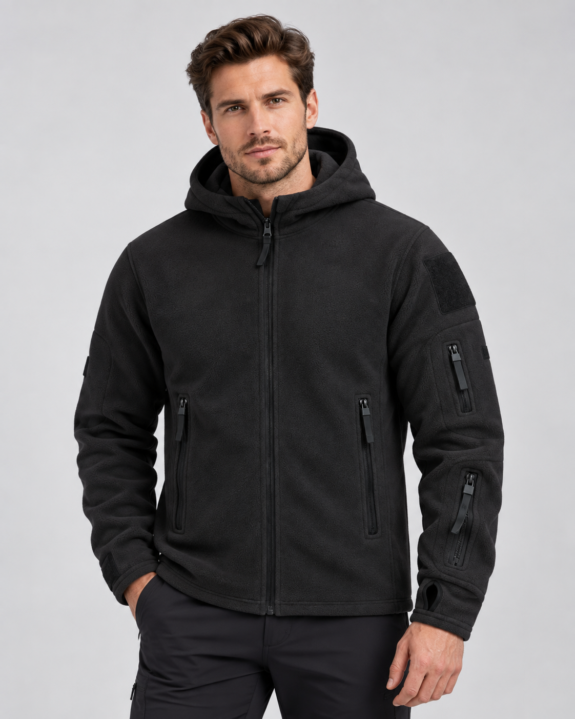 Logan | Hooded Full Zip Mens Fleece Jacket