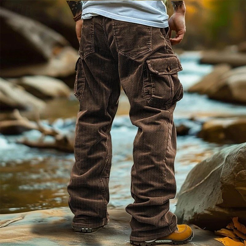 Logan | Sophisticated Ribbed Straight Leg Cargo Trousers