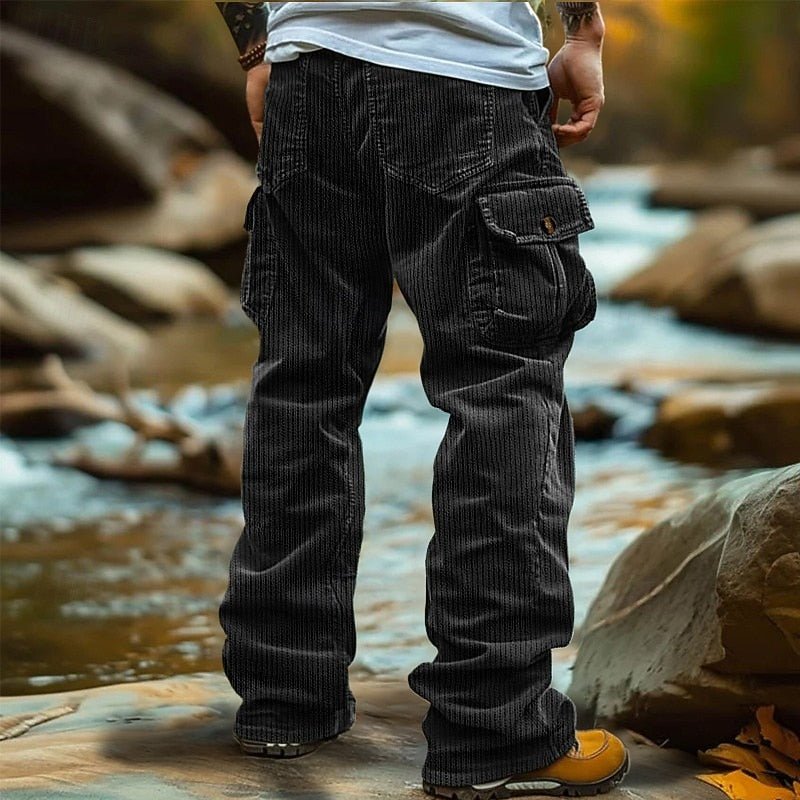 Logan | Sophisticated Ribbed Straight Leg Cargo Trousers