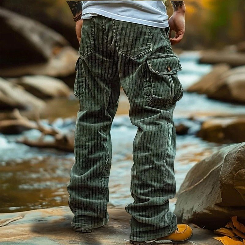 Logan | Sophisticated Ribbed Straight Leg Cargo Trousers
