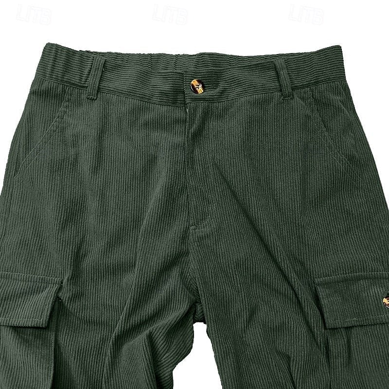Logan | Sophisticated Ribbed Straight Leg Cargo Trousers