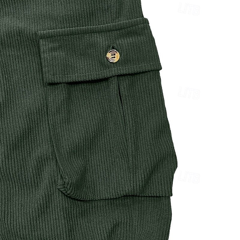 Logan | Sophisticated Ribbed Straight Leg Cargo Trousers