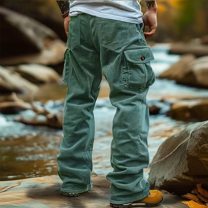 Logan | Sophisticated Ribbed Straight Leg Cargo Trousers