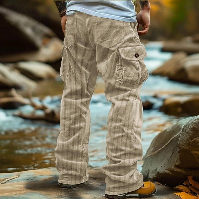 Logan | Sophisticated Ribbed Straight Leg Cargo Trousers