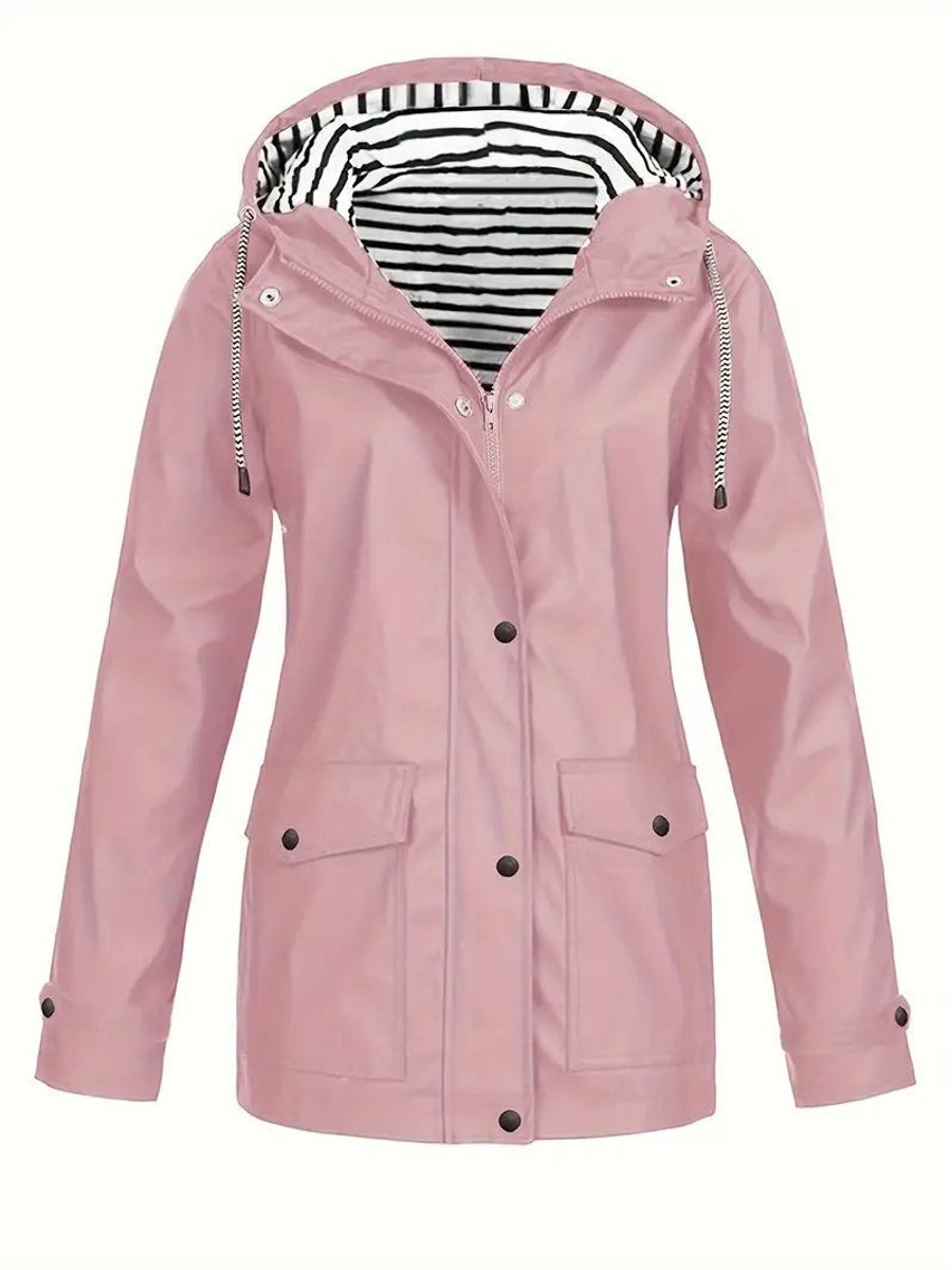 Lola | Chic Hooded Waterproof Jacket with Striped Lining
